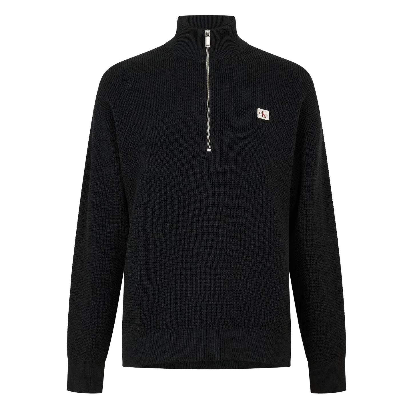 Black - Front - Calvin Klein Mens Knitted Waffle Jumper