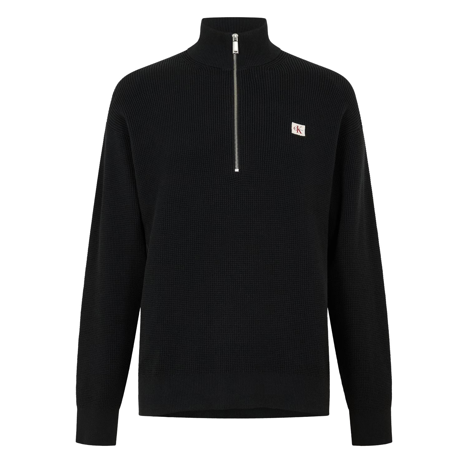 Black - Front - Calvin Klein Mens Knitted Waffle Jumper