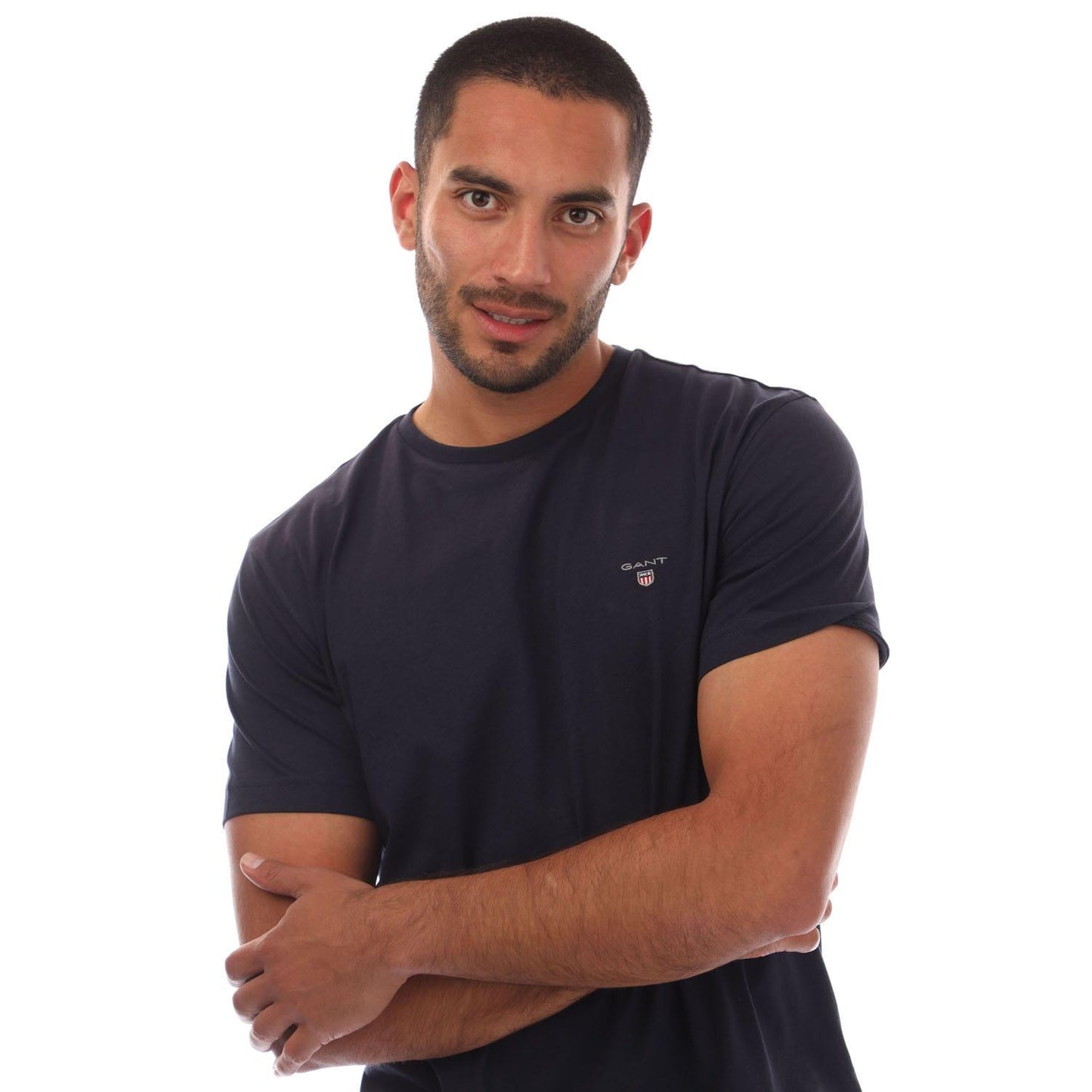 Blue - Side - Gant Mens Original Shield Embroidered T-Shirt