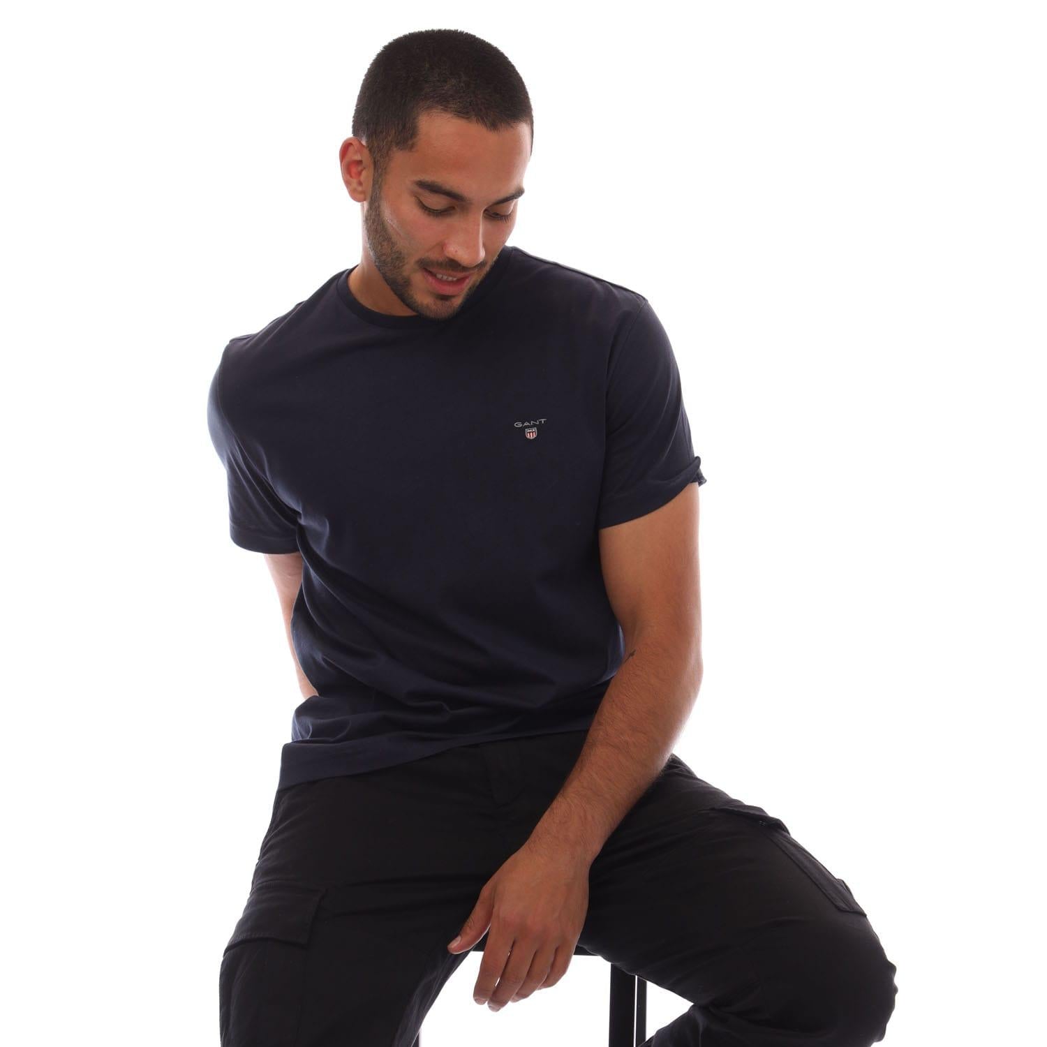 Blue - Lifestyle - Gant Mens Original Shield Embroidered T-Shirt