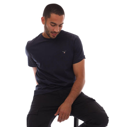 Blue - Lifestyle - Gant Mens Original Shield Embroidered T-Shirt