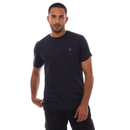 Blue - Front - Gant Mens Original Shield Embroidered T-Shirt