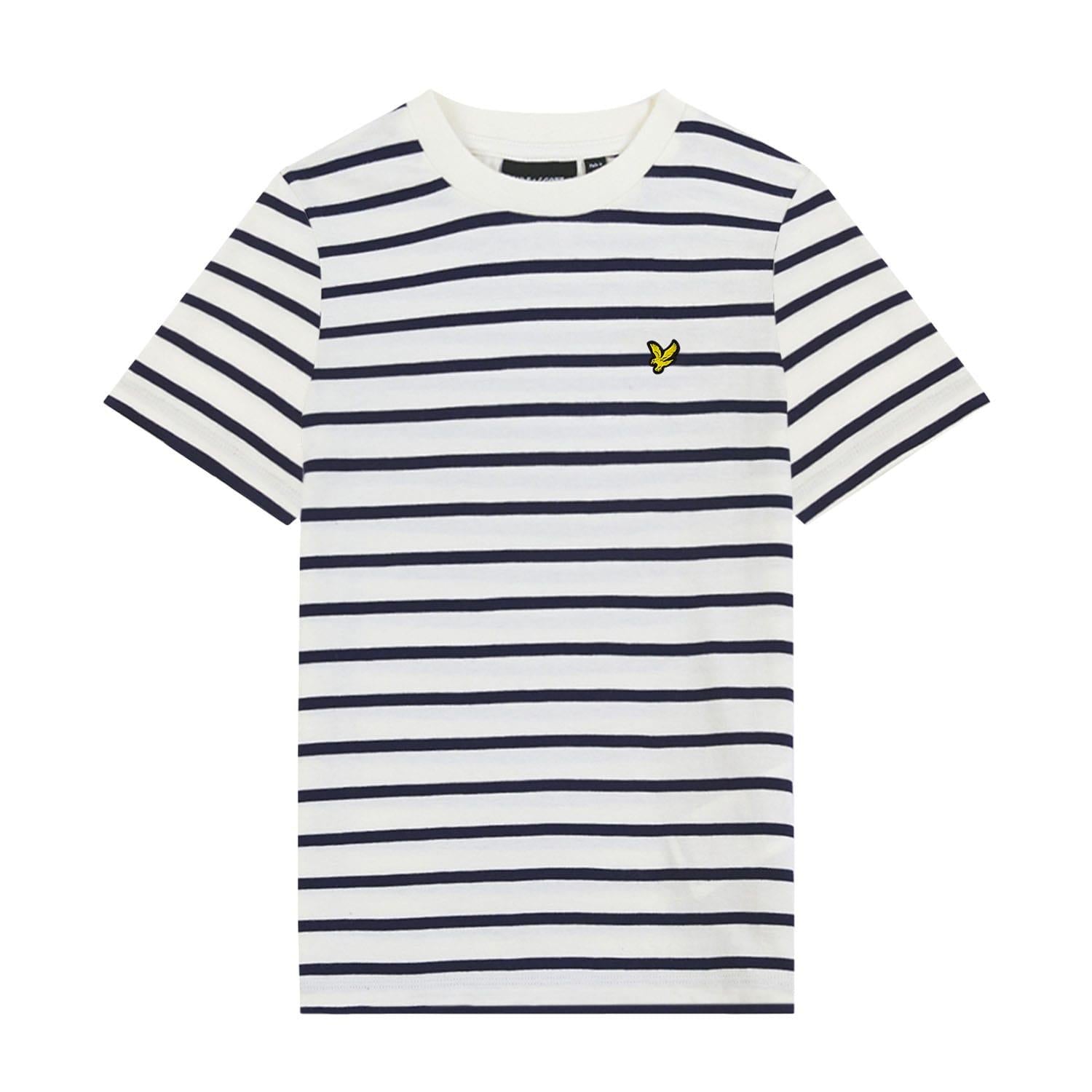 Navy-White - Front - Lyle & Scott Childrens-Kids Breton T-Shirt