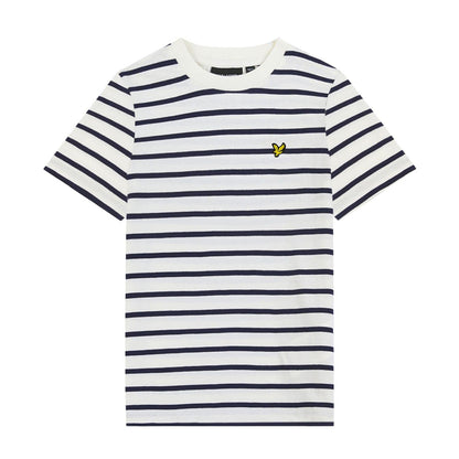 Navy-White - Front - Lyle & Scott Childrens-Kids Breton T-Shirt
