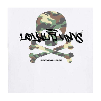 White - Side - Loyalti Mens Skull And Crossbones Cotton Camo T-Shirt