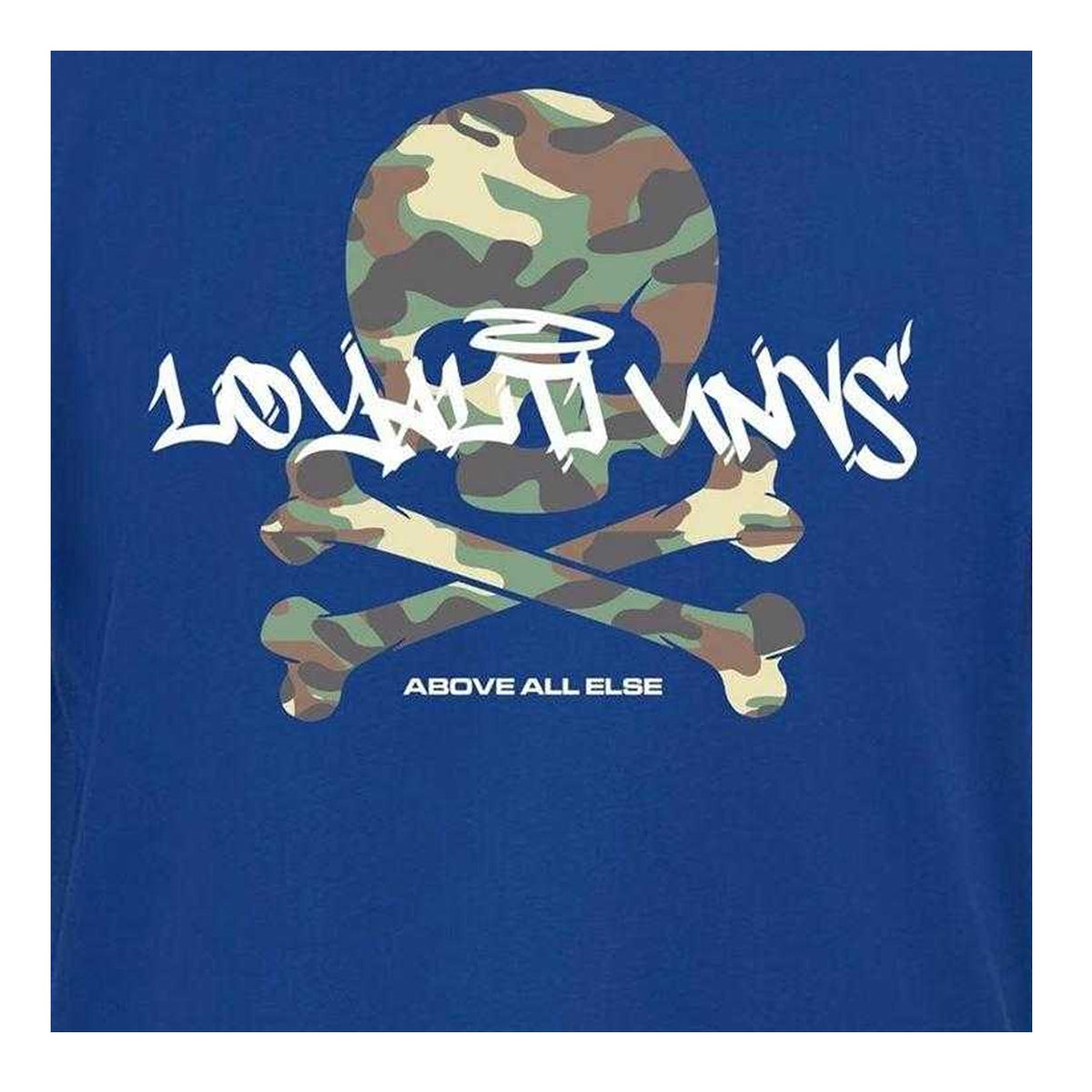 Blue - Side - Loyalti Mens Skull And Crossbones Cotton Camo T-Shirt