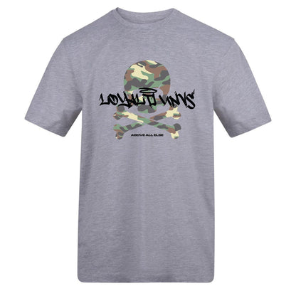 Grey - Front - Loyalti Mens Skull And Crossbones Cotton Camo T-Shirt
