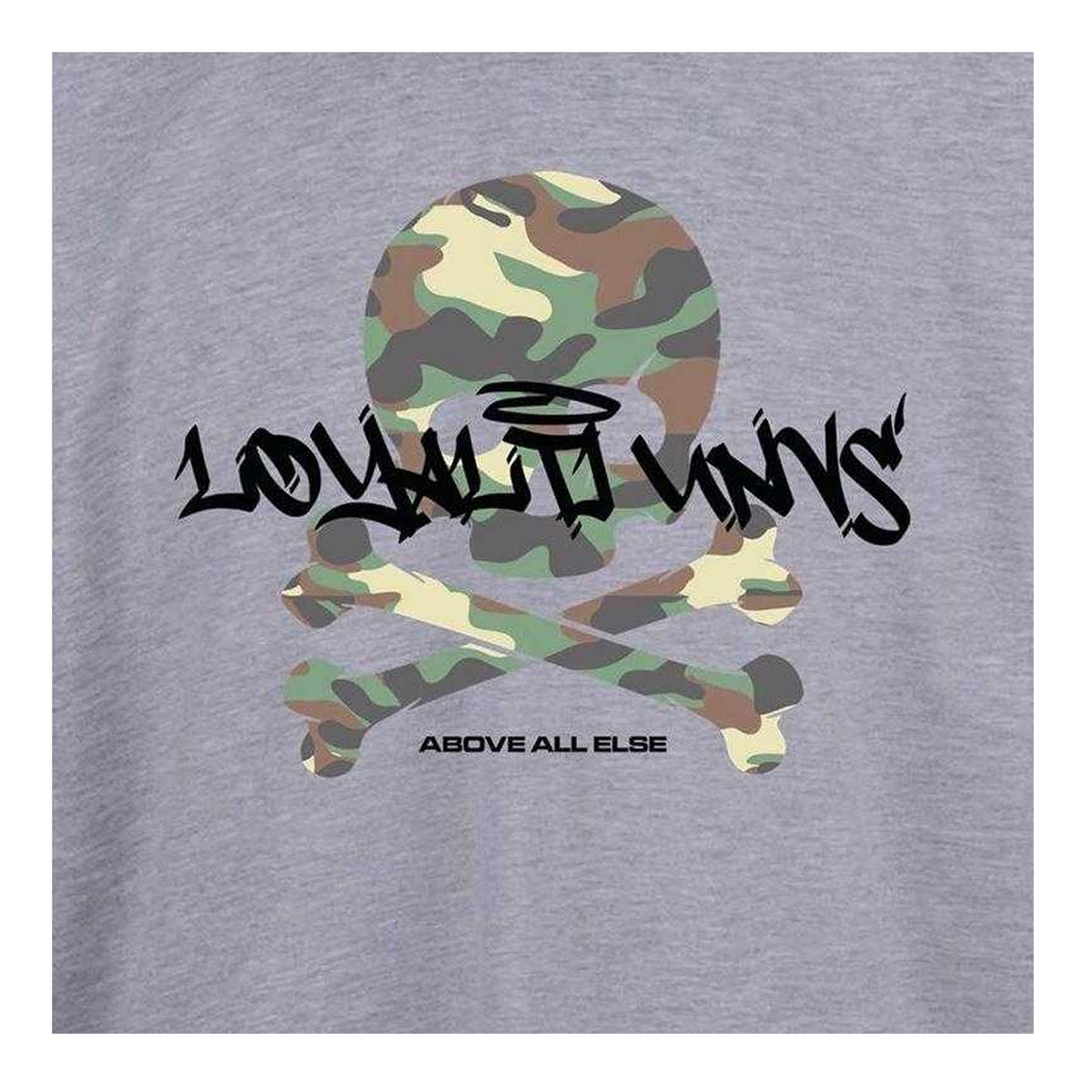 Grey - Side - Loyalti Mens Skull And Crossbones Cotton Camo T-Shirt