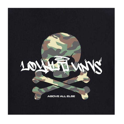 Black - Side - Loyalti Mens Skull And Crossbones Cotton Camo T-Shirt