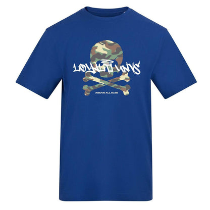 Blue - Front - Loyalti Mens Skull And Crossbones Cotton Camo T-Shirt