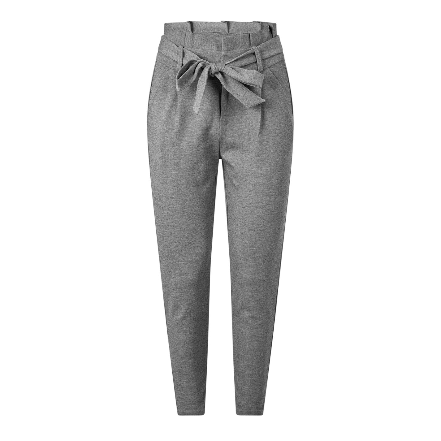 Medium Grey Melange - Front - Vero Moda Womens-Ladies High Waist Trousers