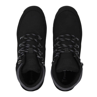 Black-Grey - Side - Firetrap Mens Rhino Leather Ankle Boots