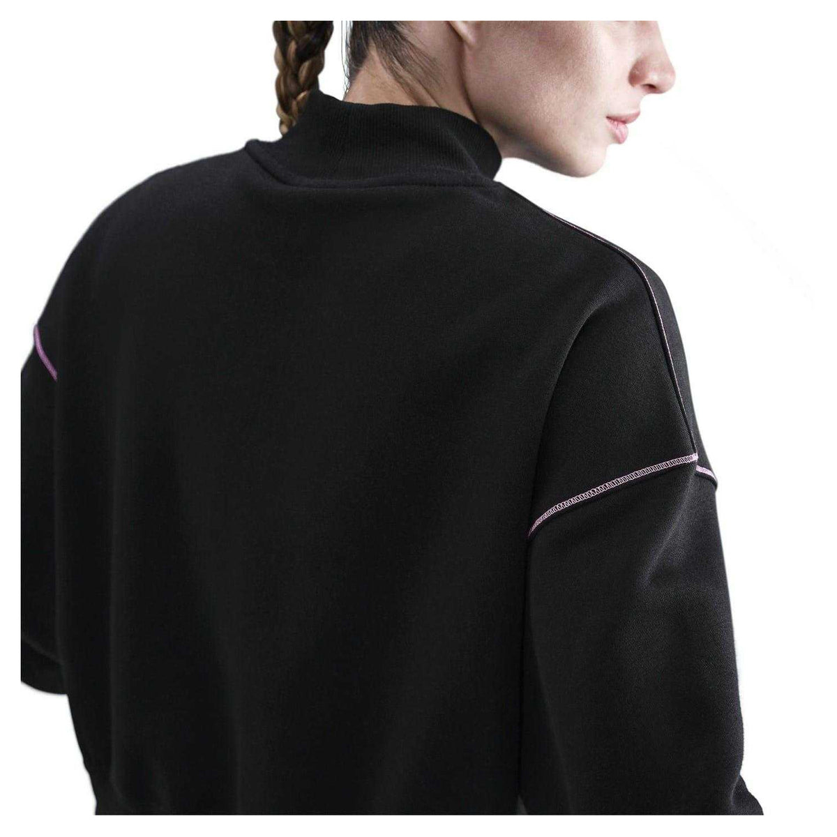 Black-Pink - Side - Nike Womens-Ladies Phoenix Speed Embroidered Logo Sweatshirt