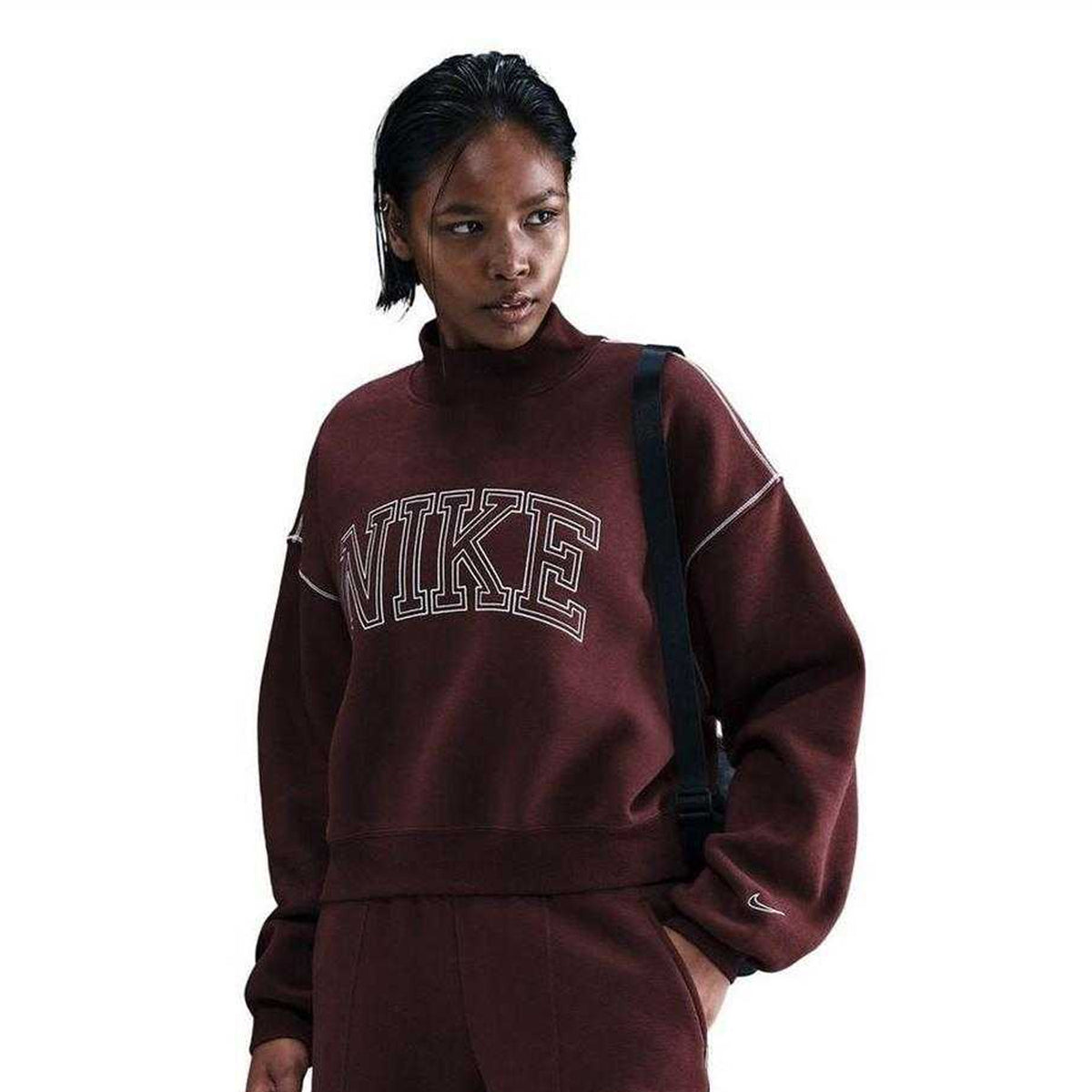 Burgundy - Front - Nike Womens-Ladies Phoenix Speed Embroidered Logo Sweatshirt