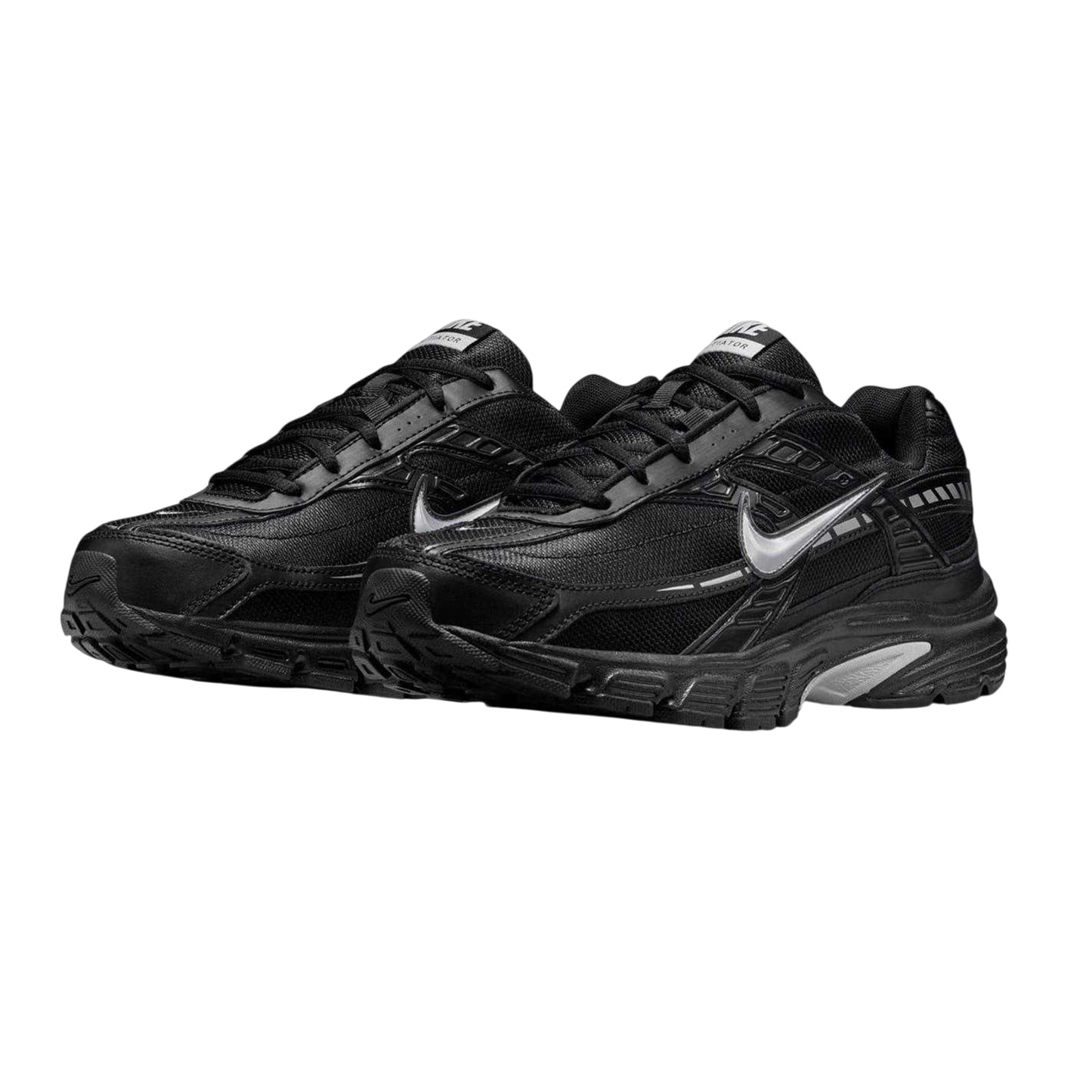 Black-Silver - Pack Shot - Nike Mens Initiator Logo Cushioned Trainers