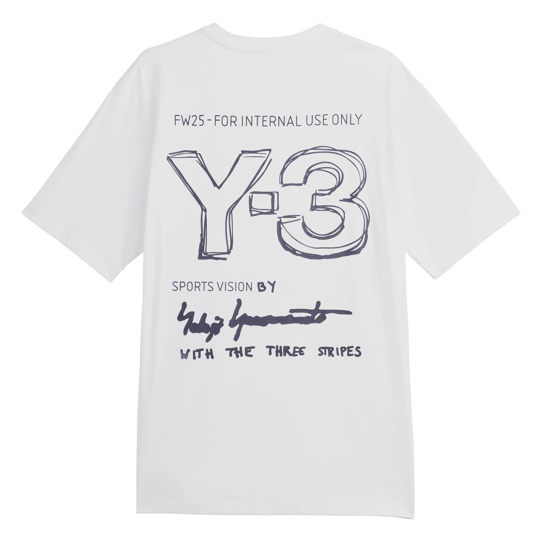 White - Back - Y-3 Mens Sketch Logo Single Jersey T-Shirt
