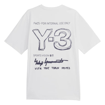 White - Back - Y-3 Mens Sketch Logo Single Jersey T-Shirt