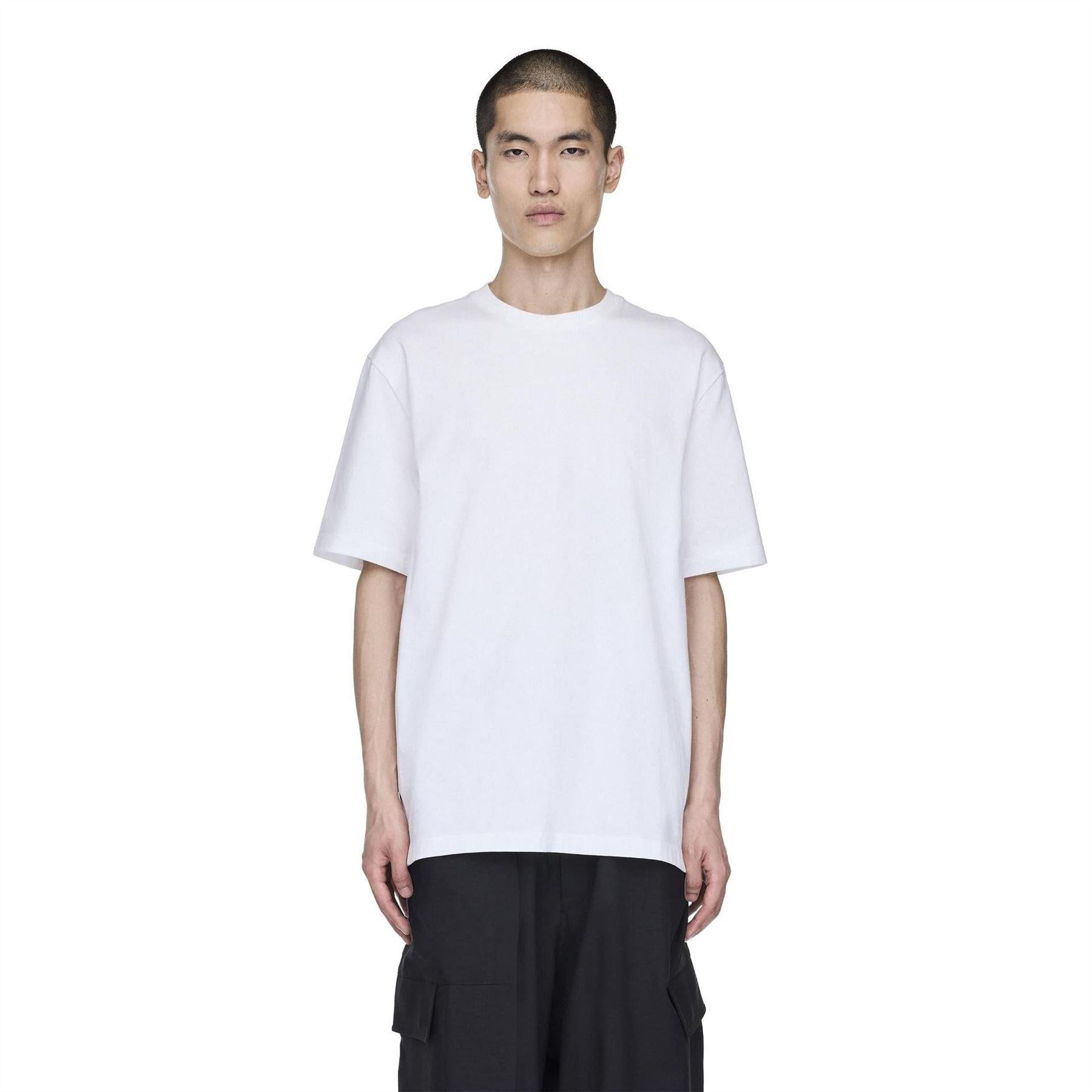 White - Lifestyle - Y-3 Mens Sketch Logo Single Jersey T-Shirt