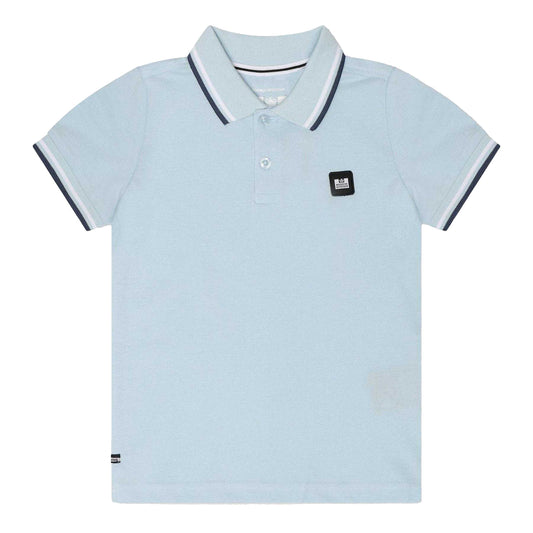Cloud - Front - Weekend Offender Childrens-Kids Amorite Tipped Cotton Polo Shirt