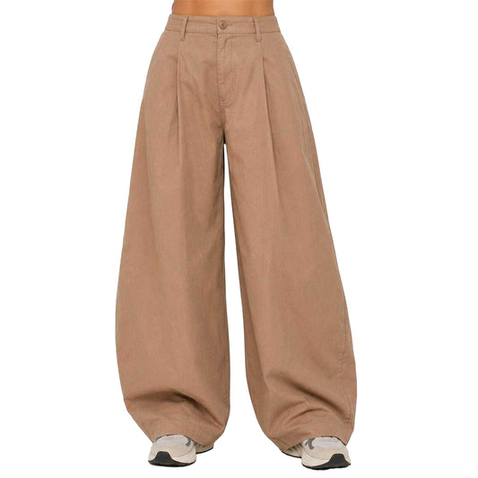 Neutral - Front - I Saw It First Womens-Ladies Cotton Barrel Trousers