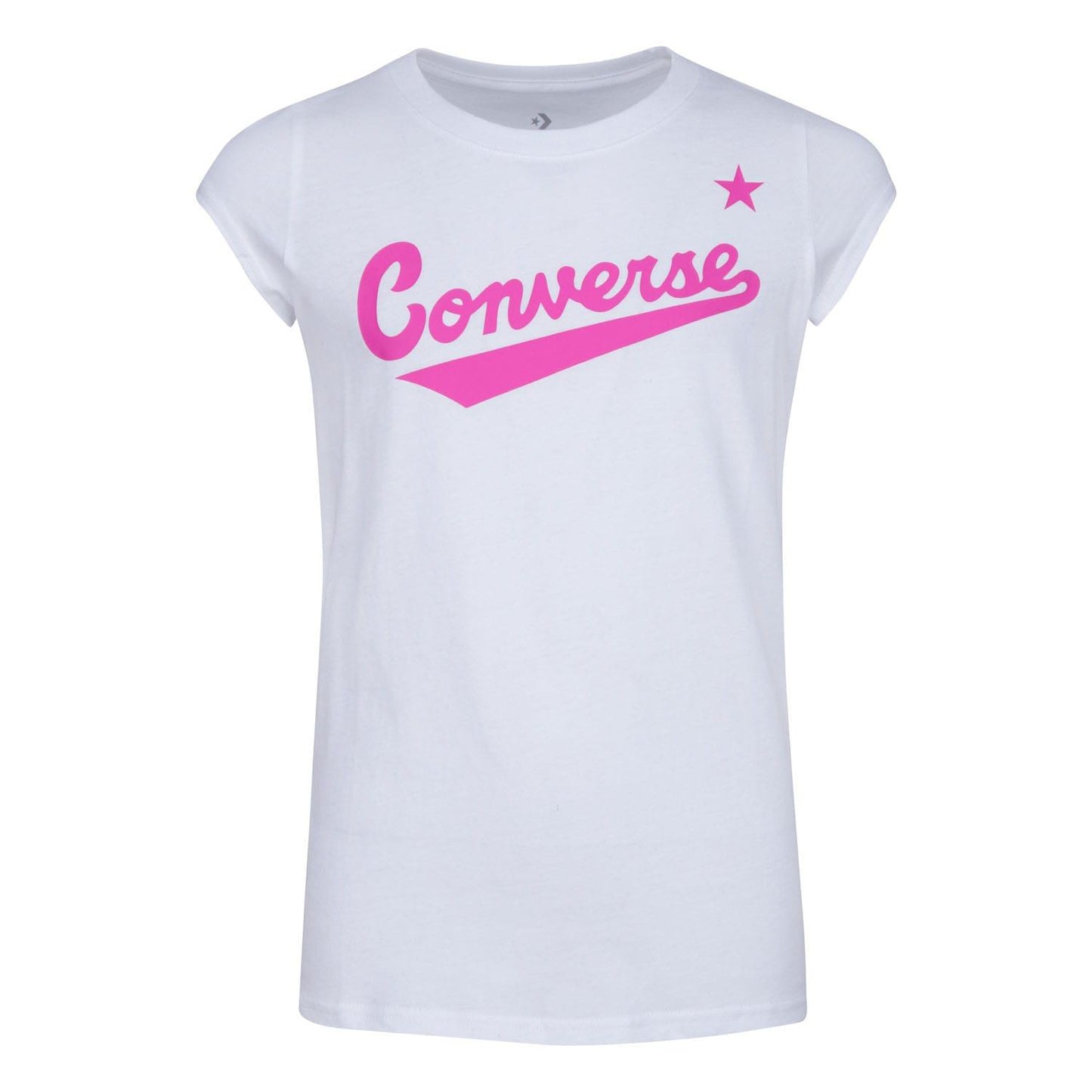 White - Front - Converse Girls Logo Cotton T-Shirt