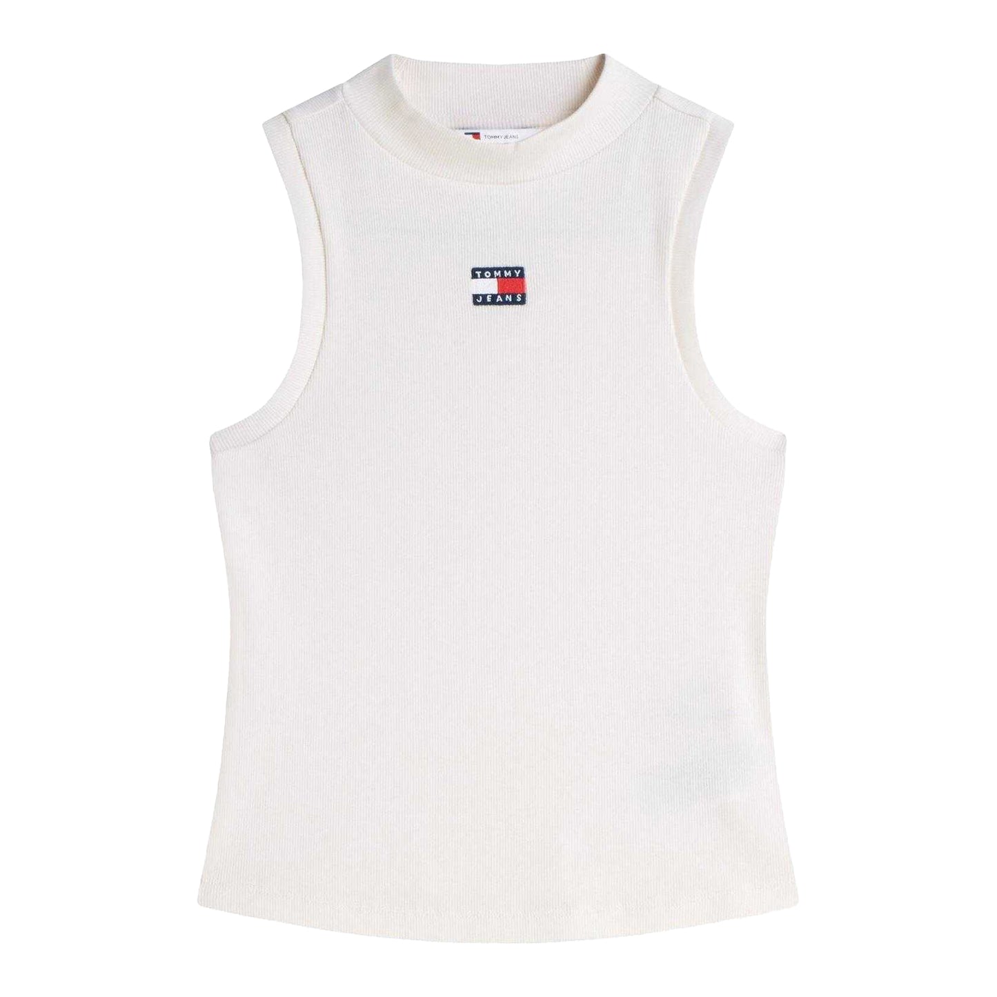 White - Front - Tommy Jeans Womens-Ladies Ribbed Racerback Fitted Vest Top