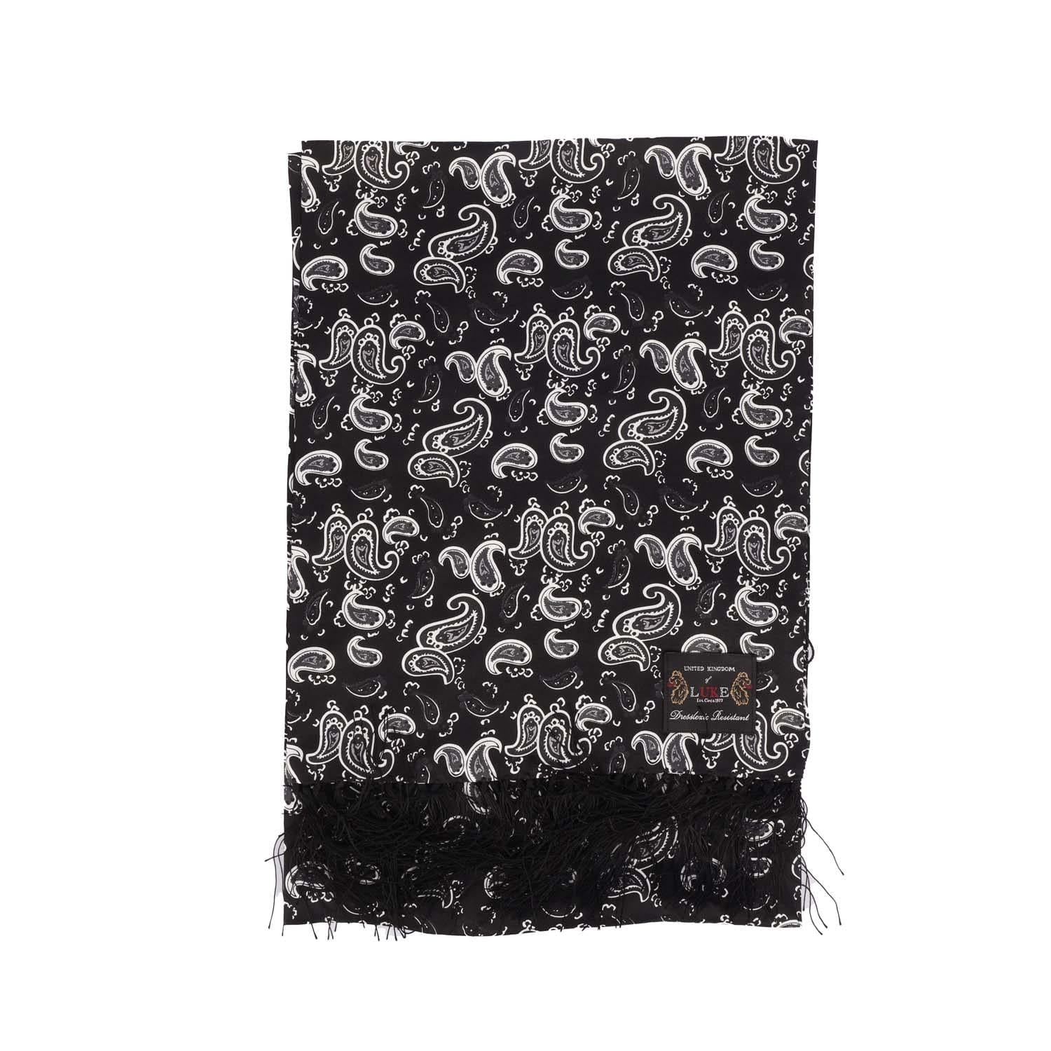 Black-White - Side - Luke 1977 Womens-Ladies One Paisley Silk Scarf