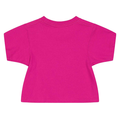 Pink - Back - Ralph Lauren Girls Embroidered Logo Cropped T-Shirt