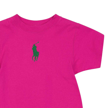 Pink - Side - Ralph Lauren Girls Embroidered Logo Cropped T-Shirt