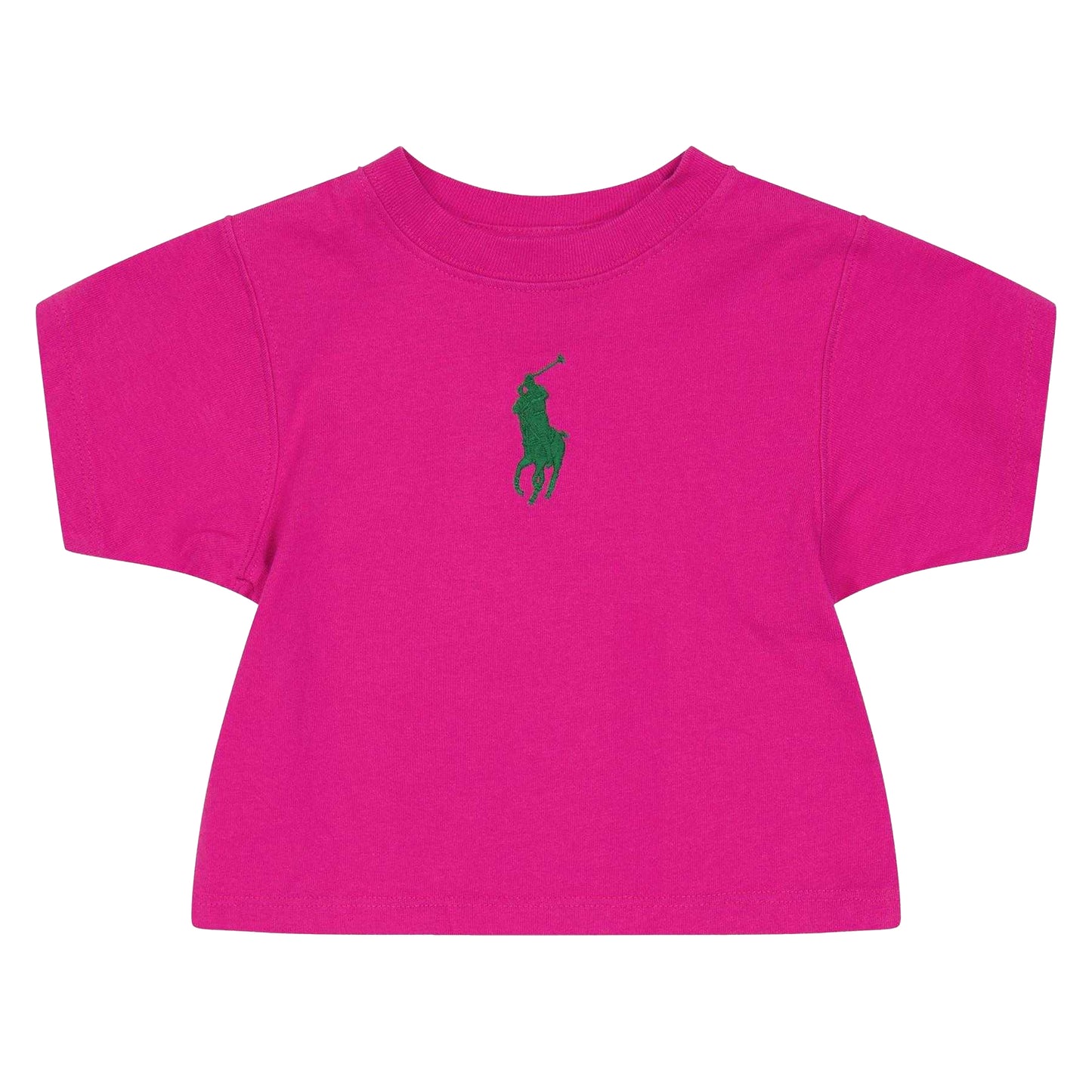 Pink - Front - Ralph Lauren Girls Embroidered Logo Cropped T-Shirt