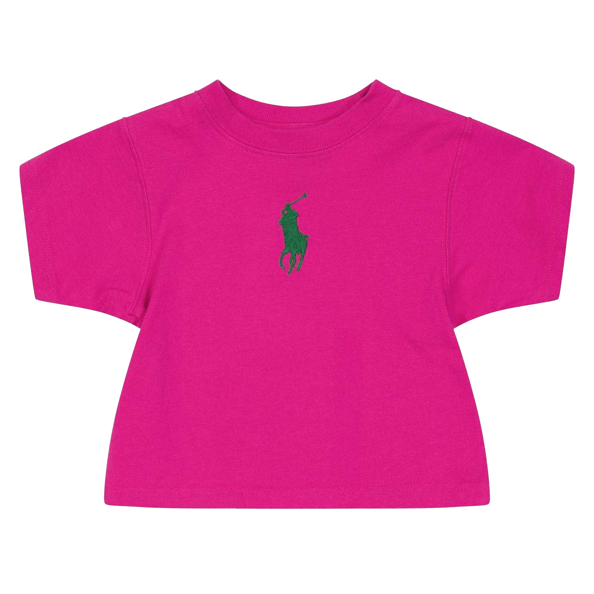Pink - Front - Ralph Lauren Girls Embroidered Logo Cropped T-Shirt