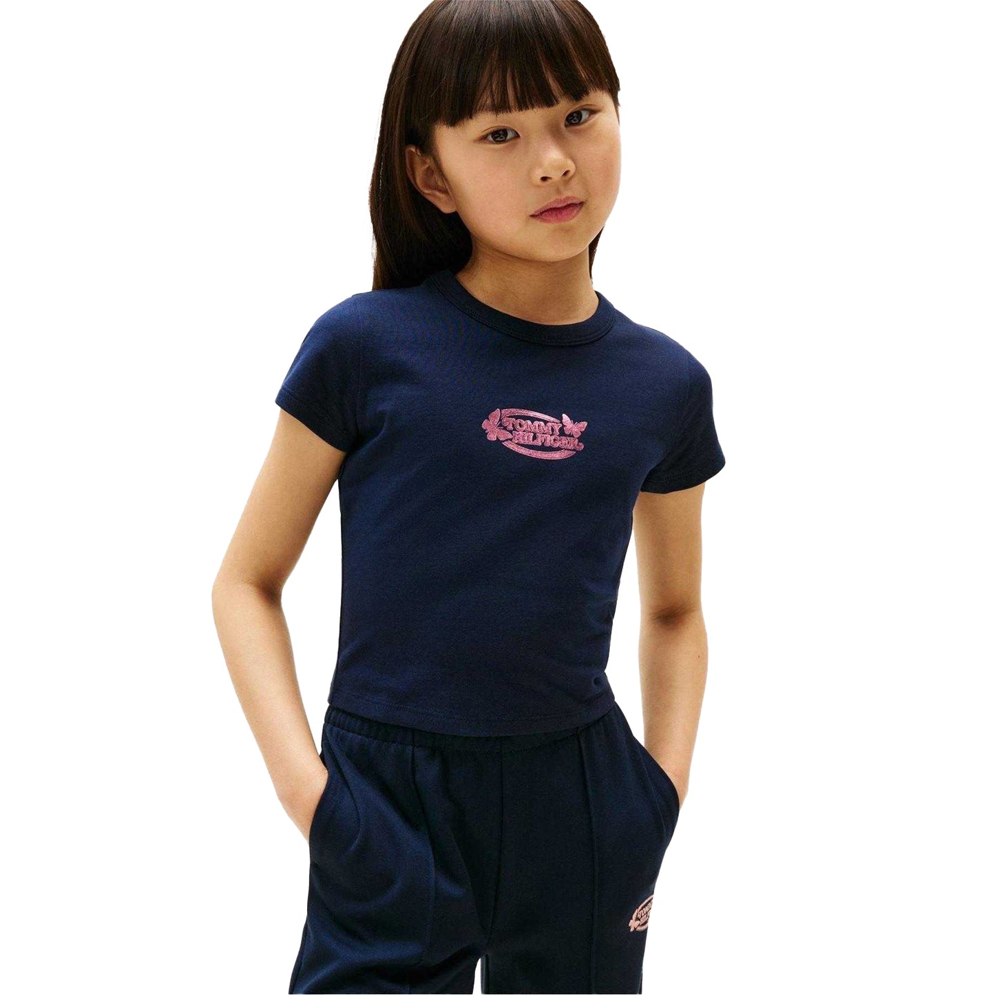 Night Navy - Side - Tommy Hilfiger Girls Butterfly T-Shirt