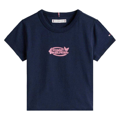Night Navy - Front - Tommy Hilfiger Girls Butterfly T-Shirt