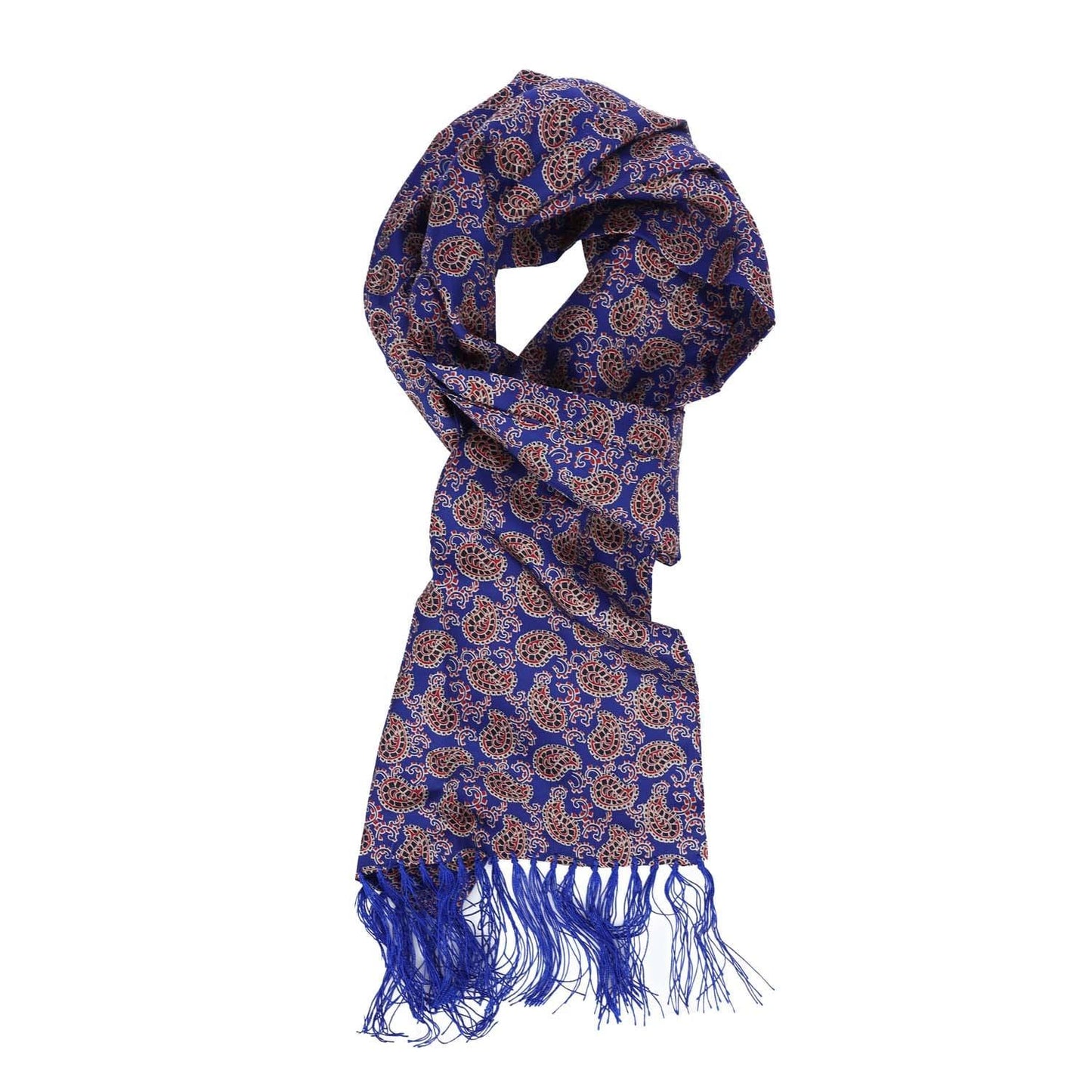 Blue - Front - Luke 1977 Two Paisley Silk Scarf