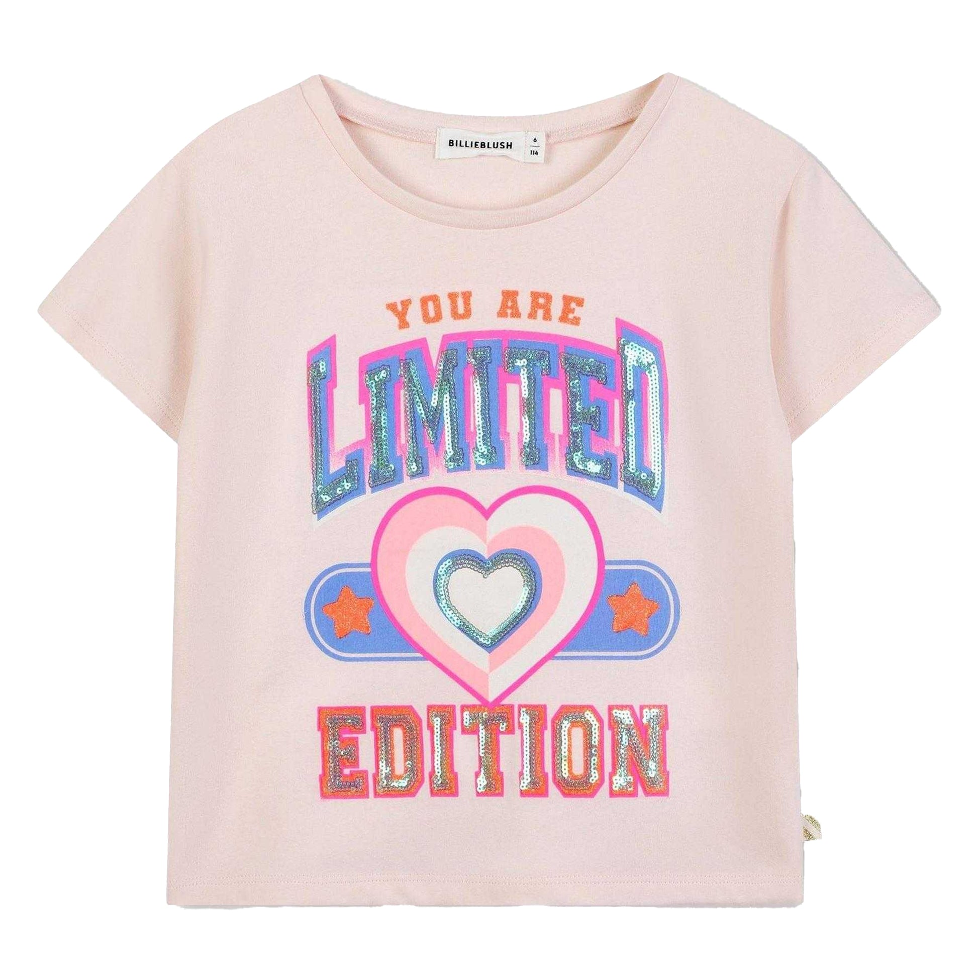 Pink - Front - Billieblush Girls Graphic Print Sequins T-Shirt