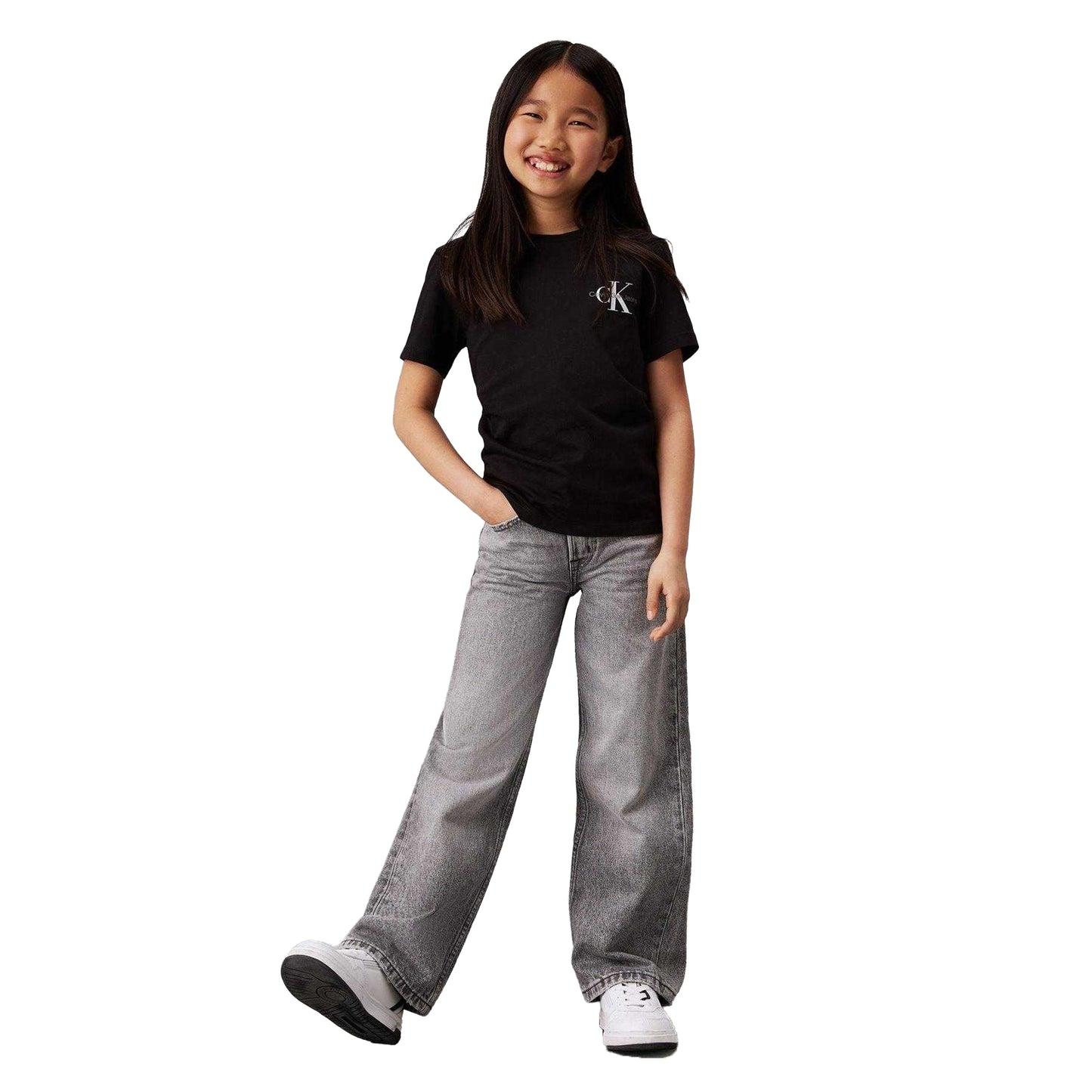 Black - Lifestyle - Calvin Klein Childrens-Kids Monogram T-Shirt