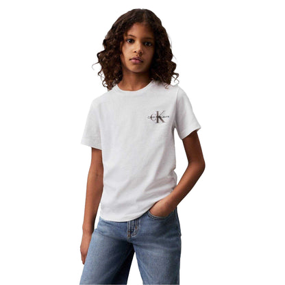 White - Front - Calvin Klein Childrens-Kids Monogram T-Shirt