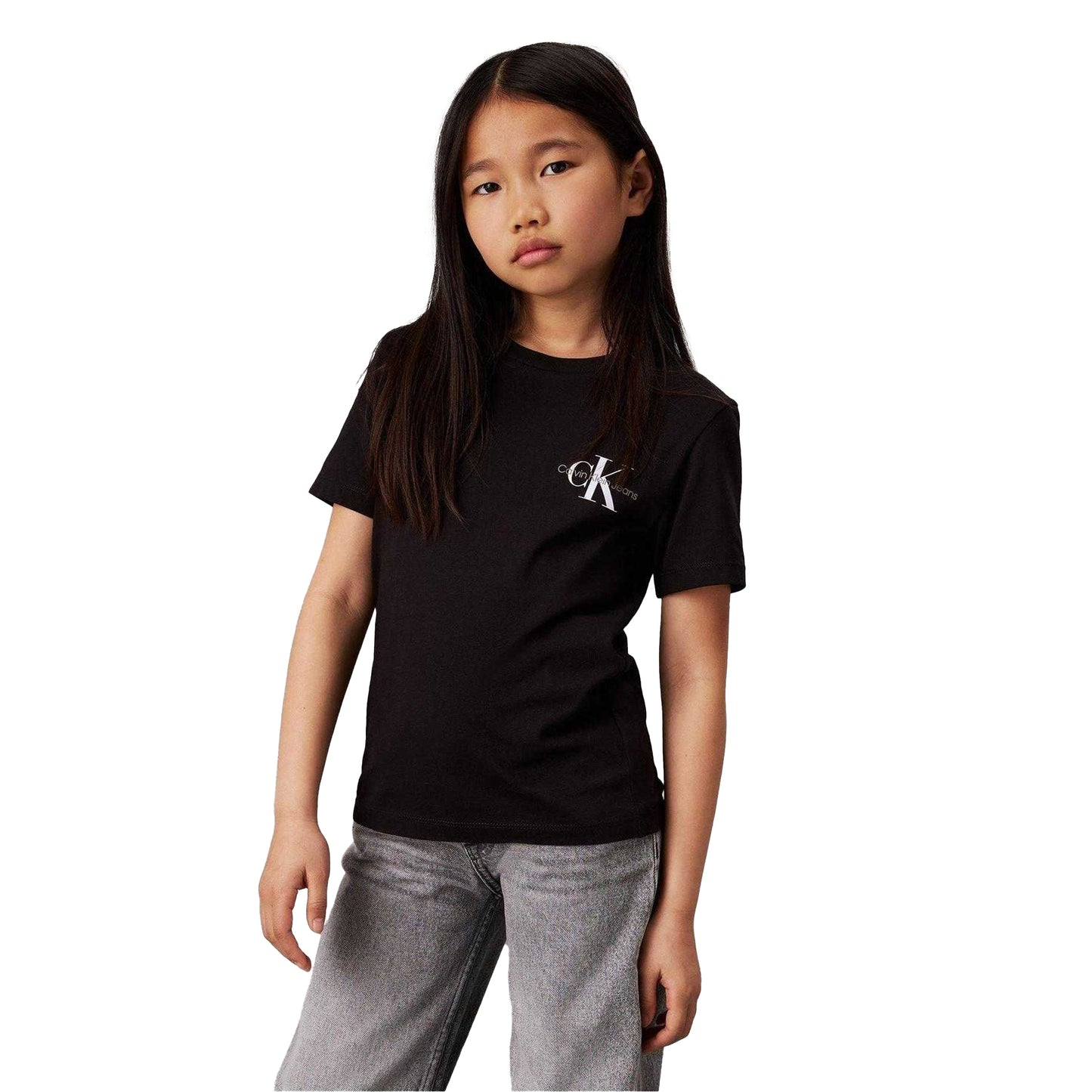 Black - Front - Calvin Klein Childrens-Kids Monogram T-Shirt