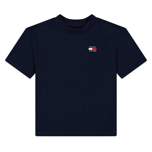 Night Navy - Front - Tommy Hilfiger Childrens-Kids Flag Logo T-Shirt