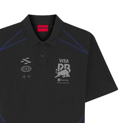 Black - Side - Hugo Mens Visa Cash App Racing Bulls F1 Polo Shirt