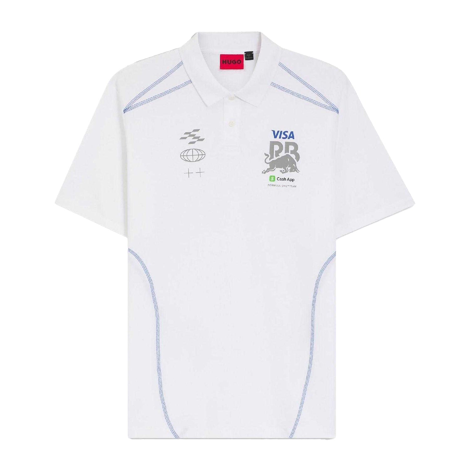 White - Front - Hugo Mens Visa Cash App Racing Bulls F1 Polo Shirt