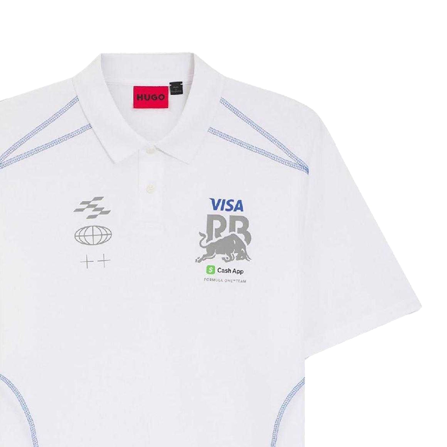White - Side - Hugo Mens Visa Cash App Racing Bulls F1 Polo Shirt