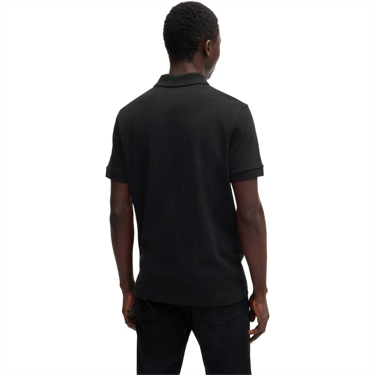 Black - Back - Boss Mens Logo Quarter Zip Polo Shirt