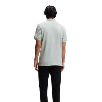 Silver - Back - Boss Mens Logo Quarter Zip Polo Shirt