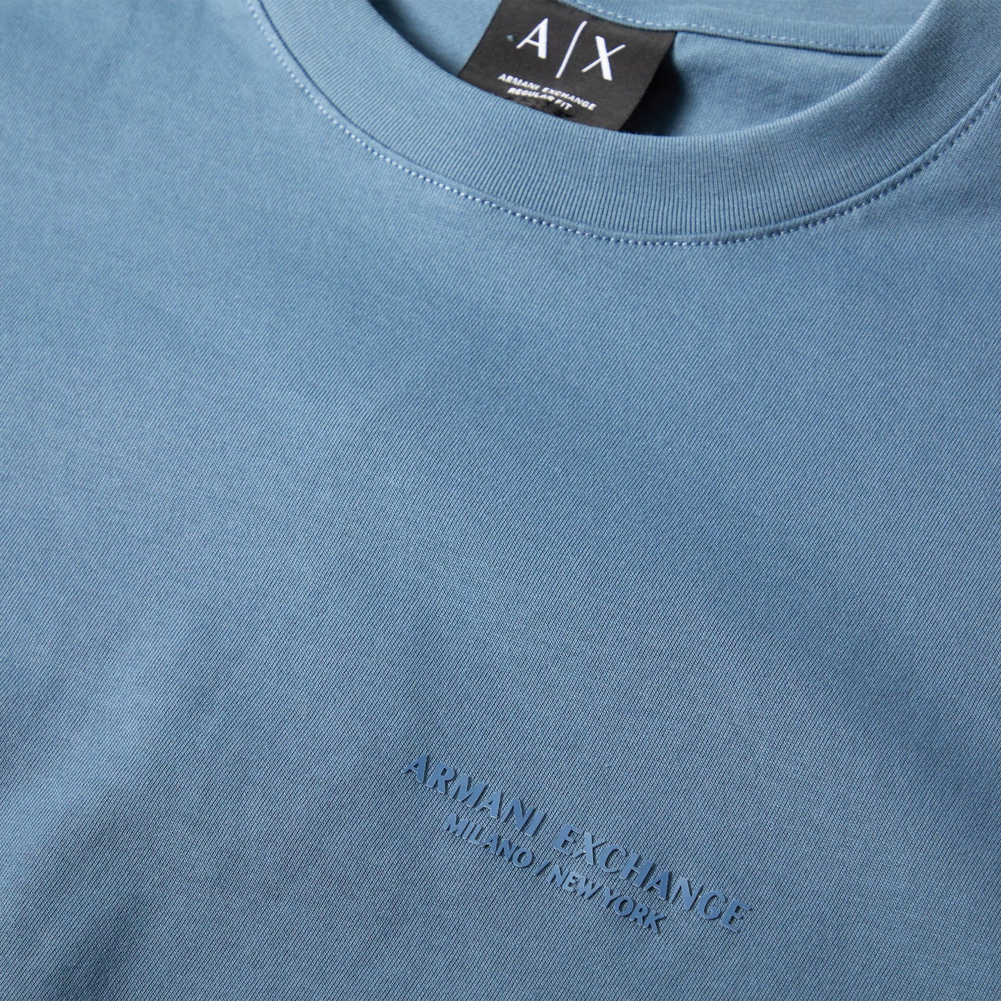 China Blue - Side - Armani Exchange Mens Plain Cotton T-Shirt
