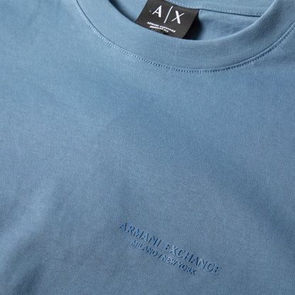 China Blue - Side - Armani Exchange Mens Plain Cotton T-Shirt