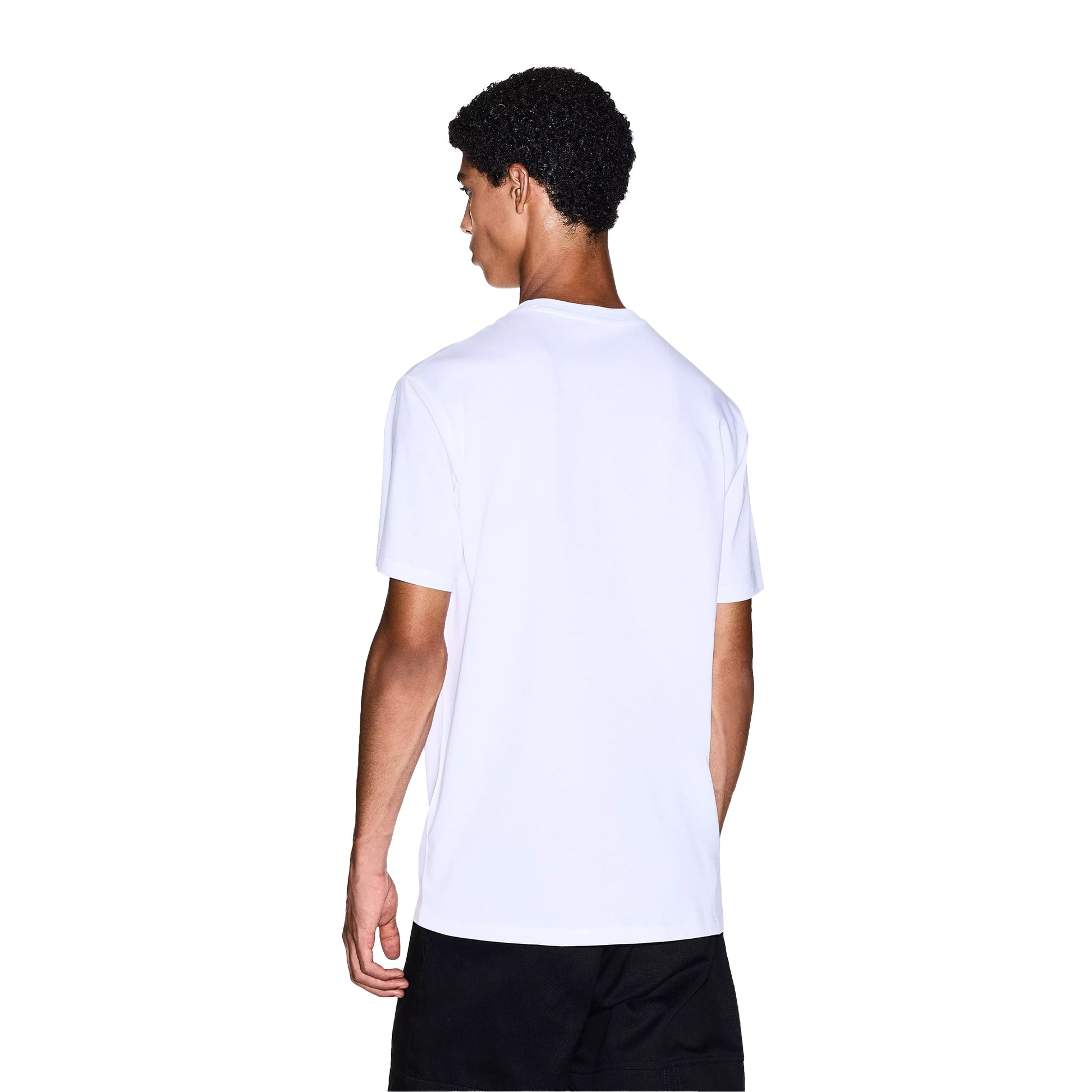 White - Back - Armani Exchange Mens Plain Cotton T-Shirt