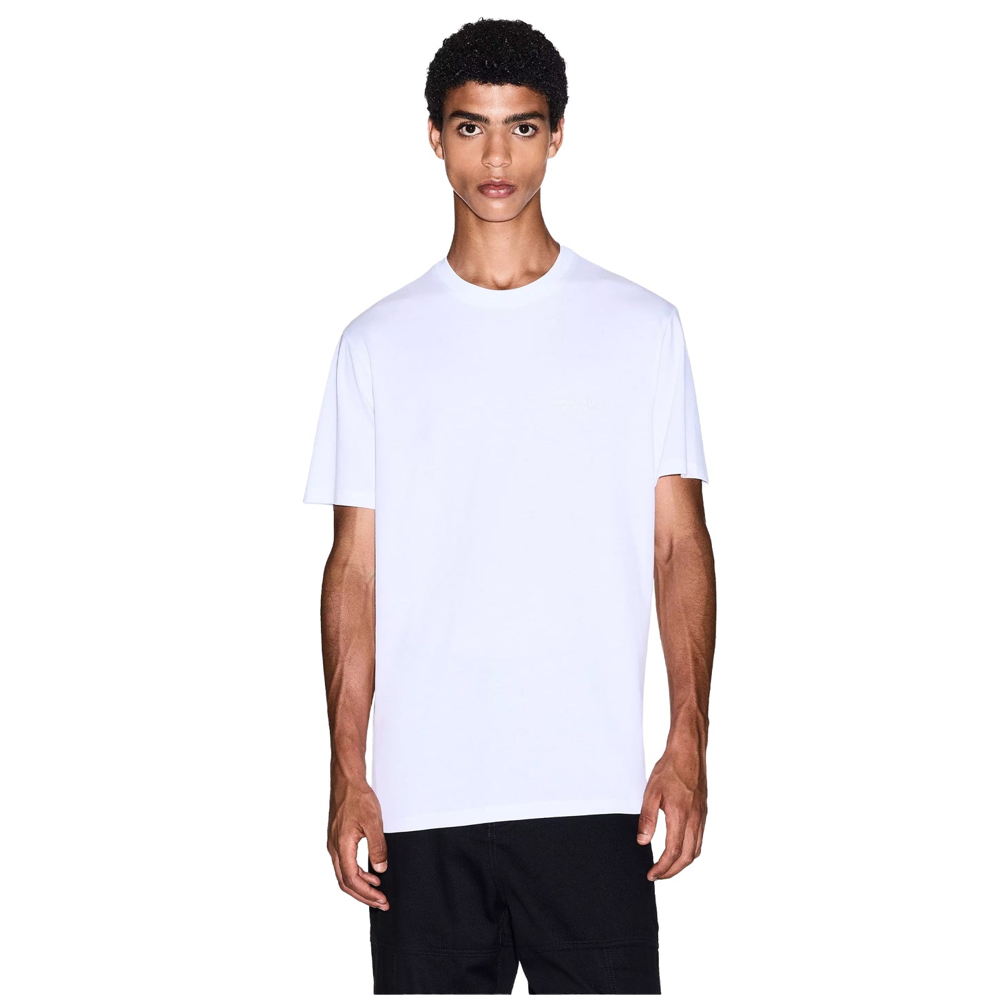 White - Side - Armani Exchange Mens Plain Cotton T-Shirt