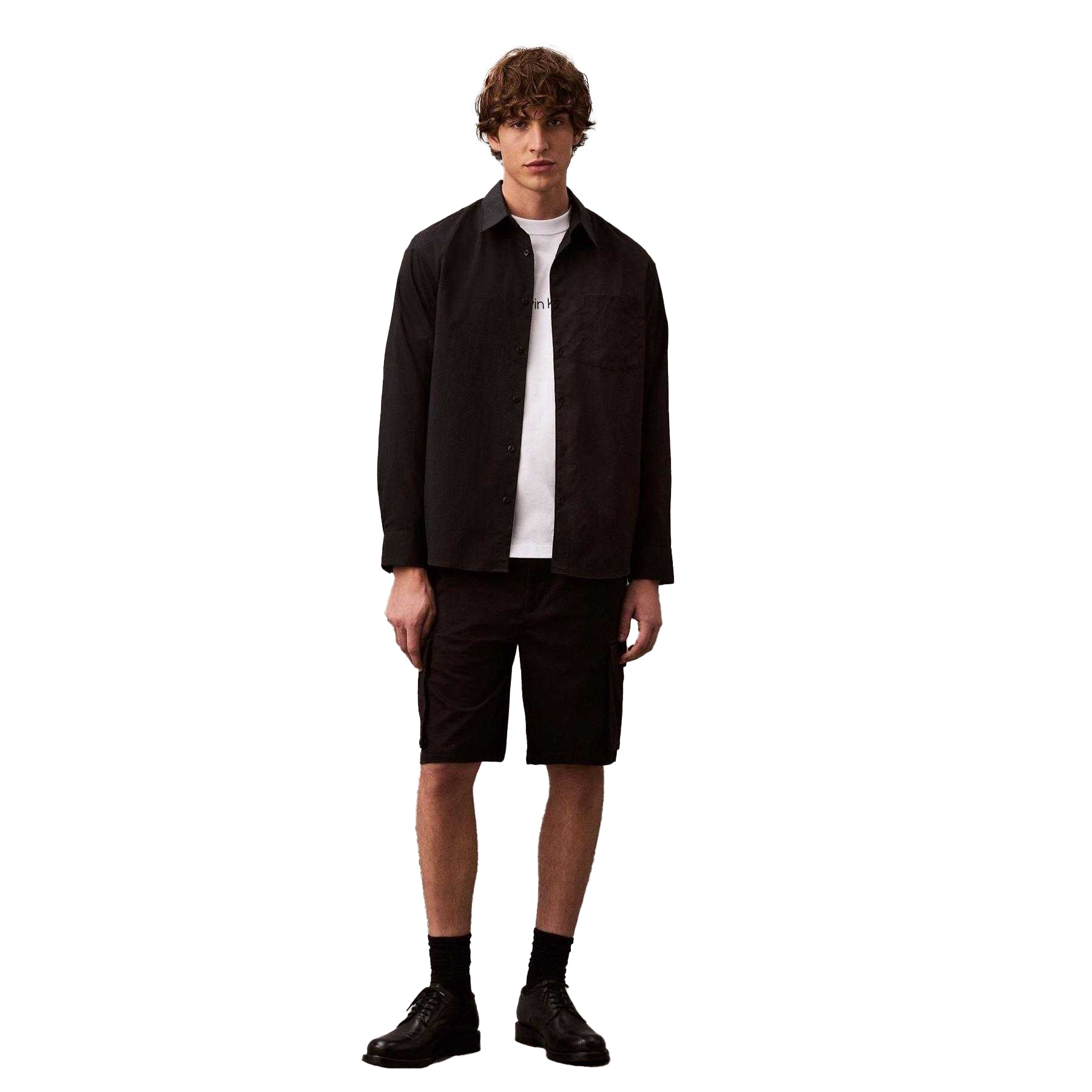 Black - Side - Calvin Klein Mens Cargo Shorts