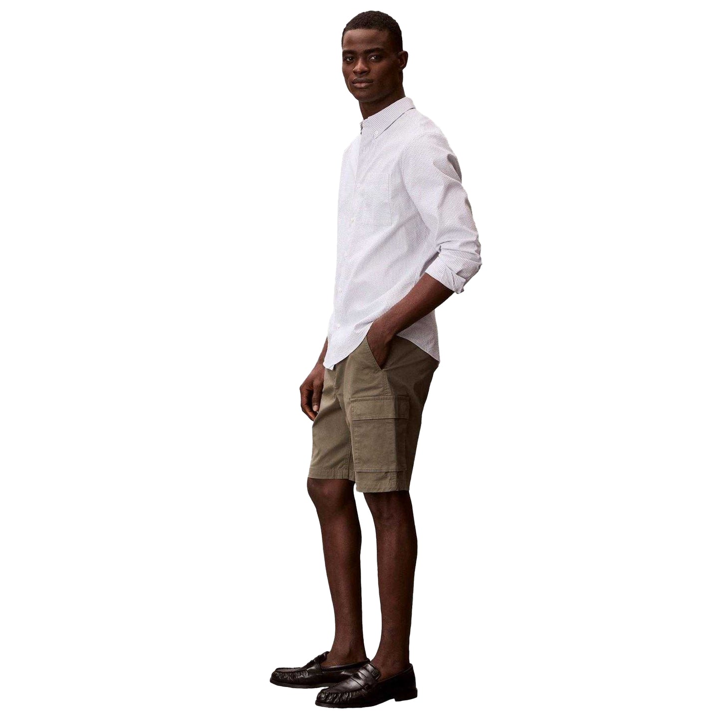 Dusty Olive - Side - Calvin Klein Mens Cargo Shorts